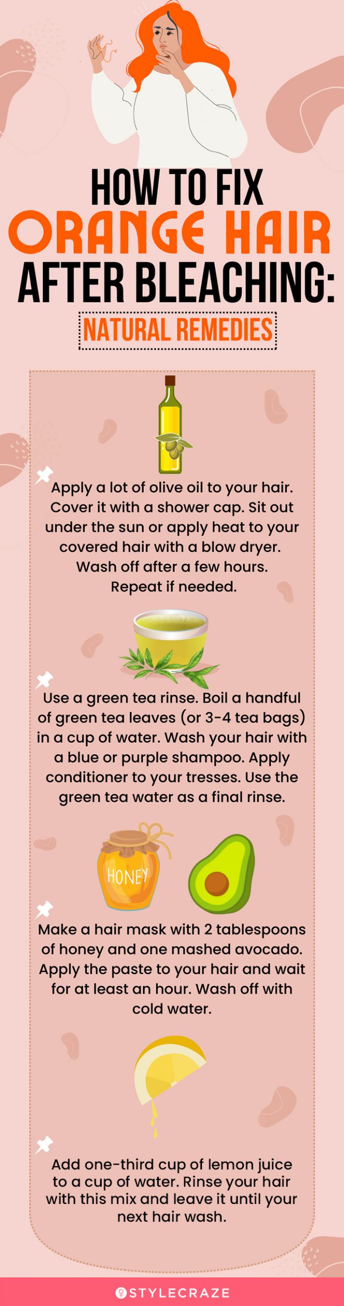how to fix orange hair after bleaching (infographic)