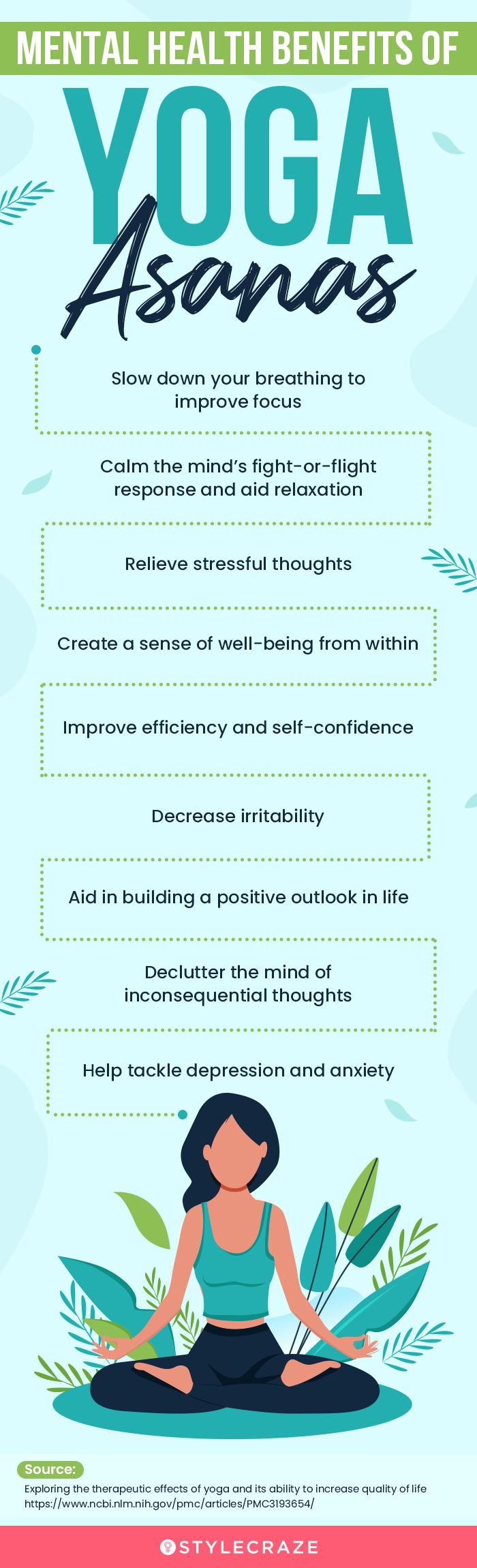 mental health benefits of yoga asanas (infographic)