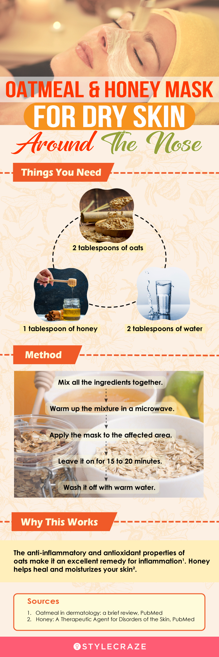 oatmeal & honey mask for dry skin around the nose (infographic)