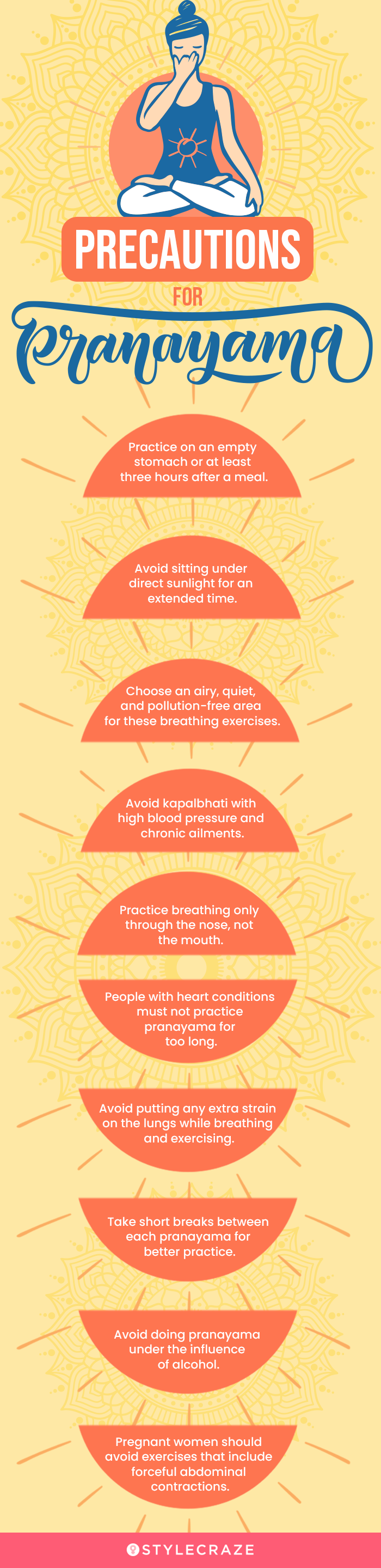 precautions for pranayama (infographic)