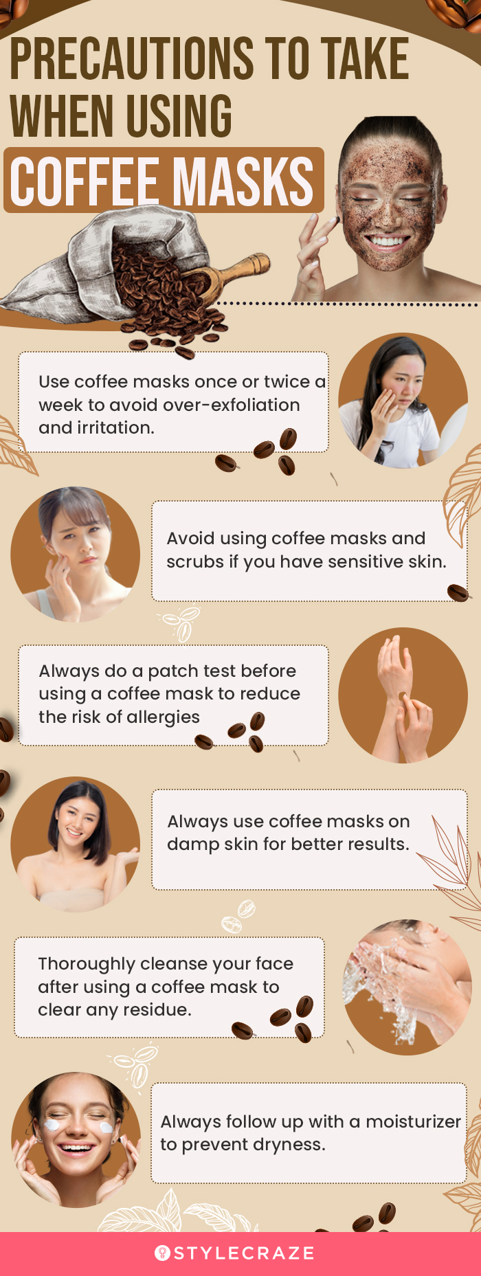 precautions to take when using coffee masks (infographic)