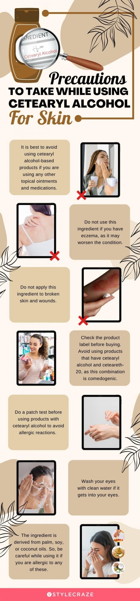 precautions to take while using cetearyl alcohol for skin (infographic)