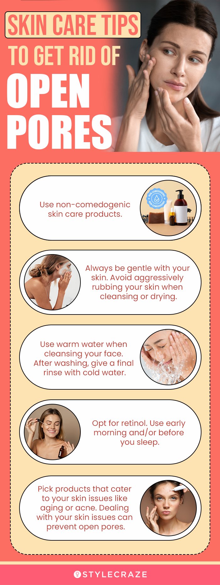 skin care tips to get rid of open pores (infographic)