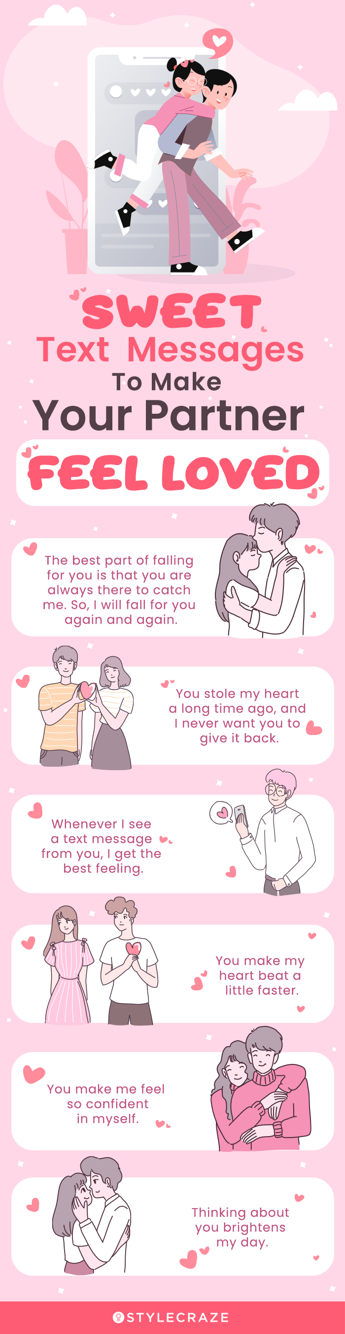 sweet text messages to make your partner feel loved (infographic)