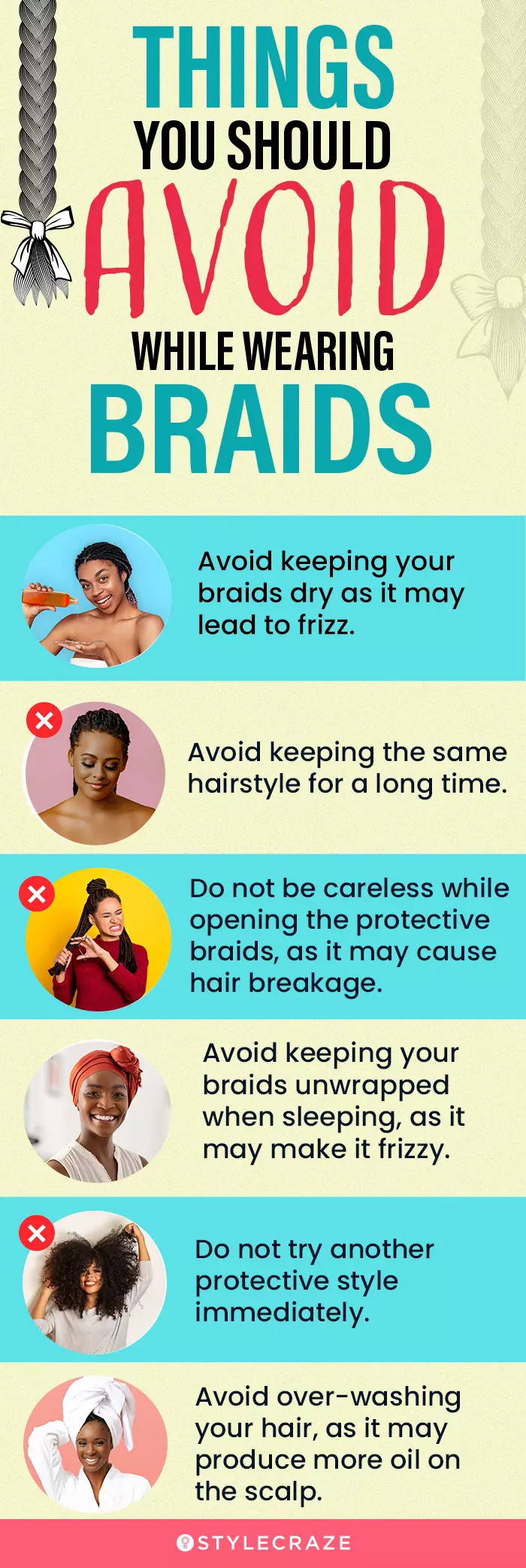 things you should avoid doing while wearing braids (infographic)