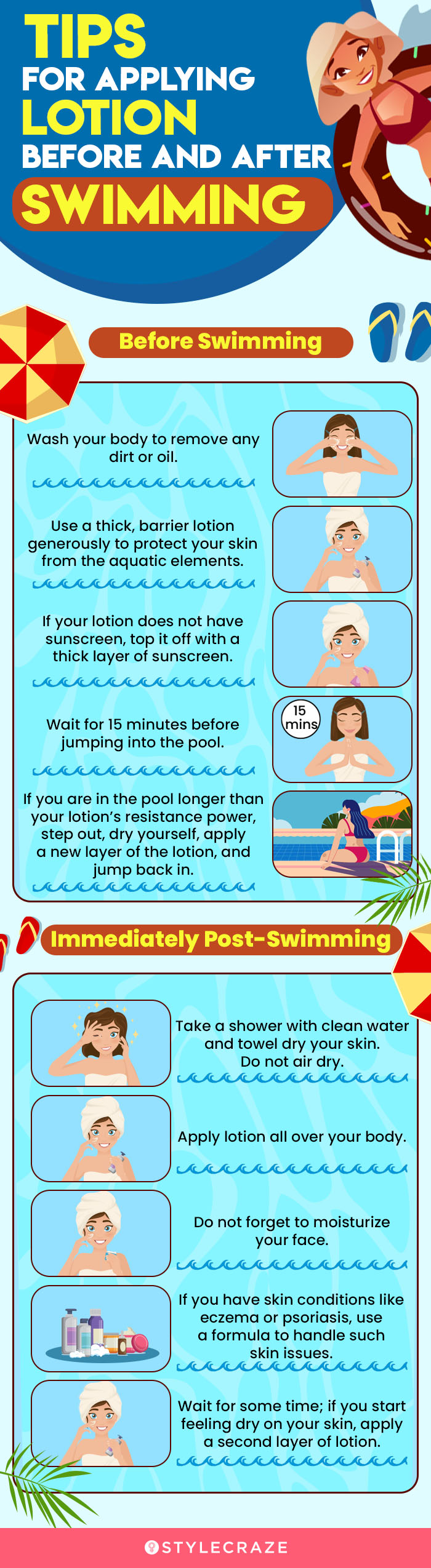 Tips For Applying Lotion Before And After Swimming
