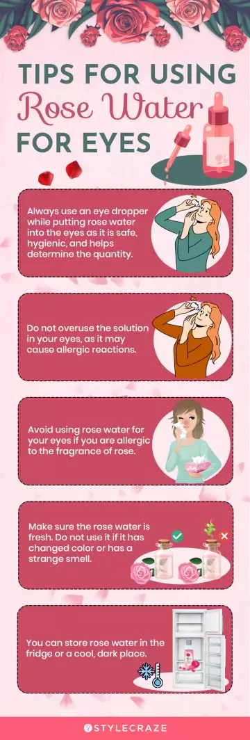 tips for using rose water for eyes (infographic)