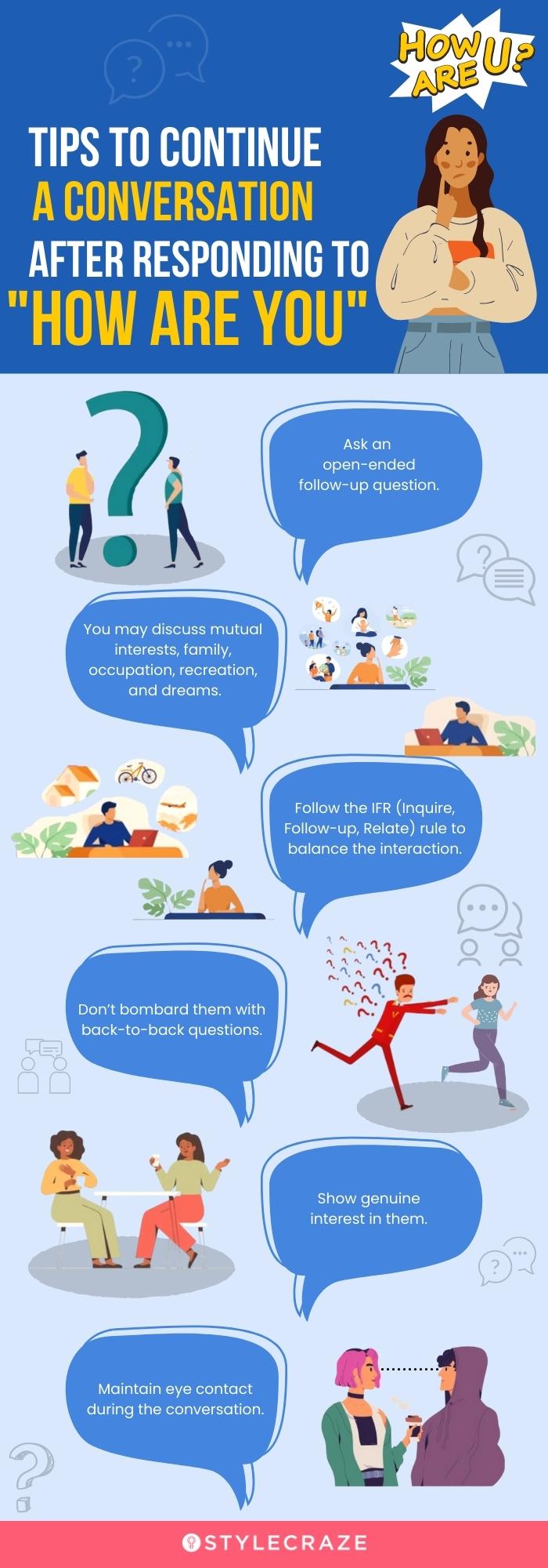 tips to continue a conversation after responding how are you [infographic]