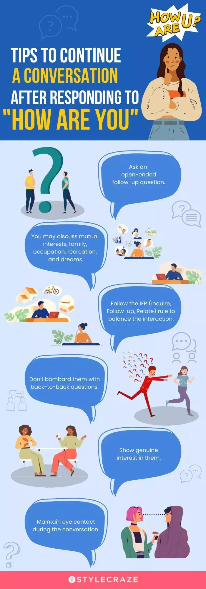 tips to continue a conversation after responding how are you (infographic)