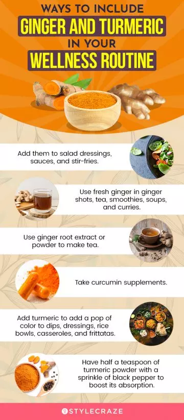 ways to include ginger and turmeric in your wellness routine (infographic)