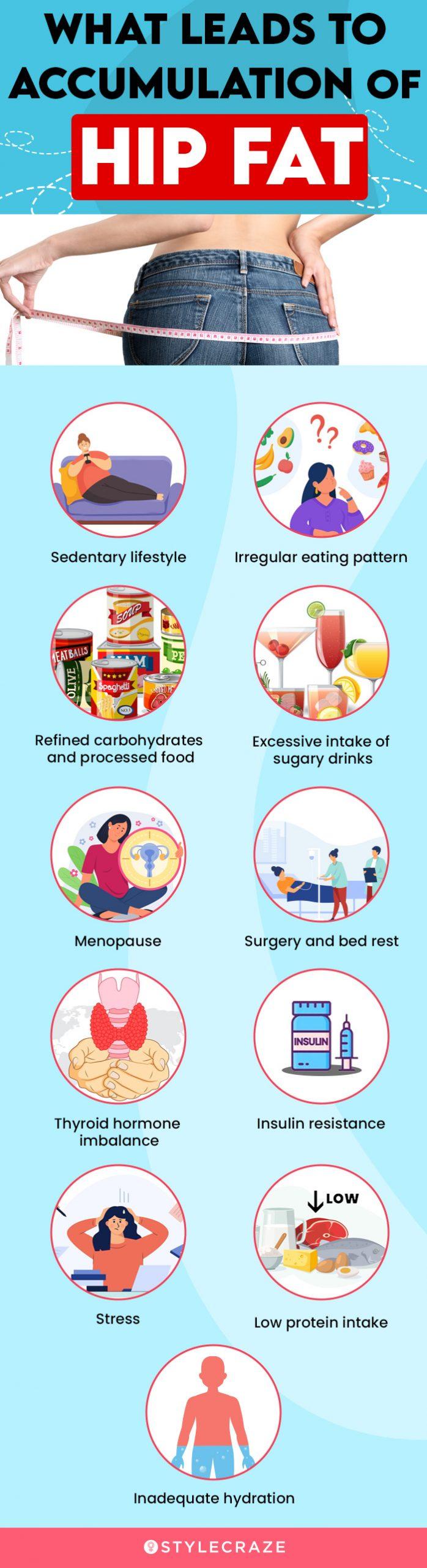 what leads to accumulation of hip fat (infographic)