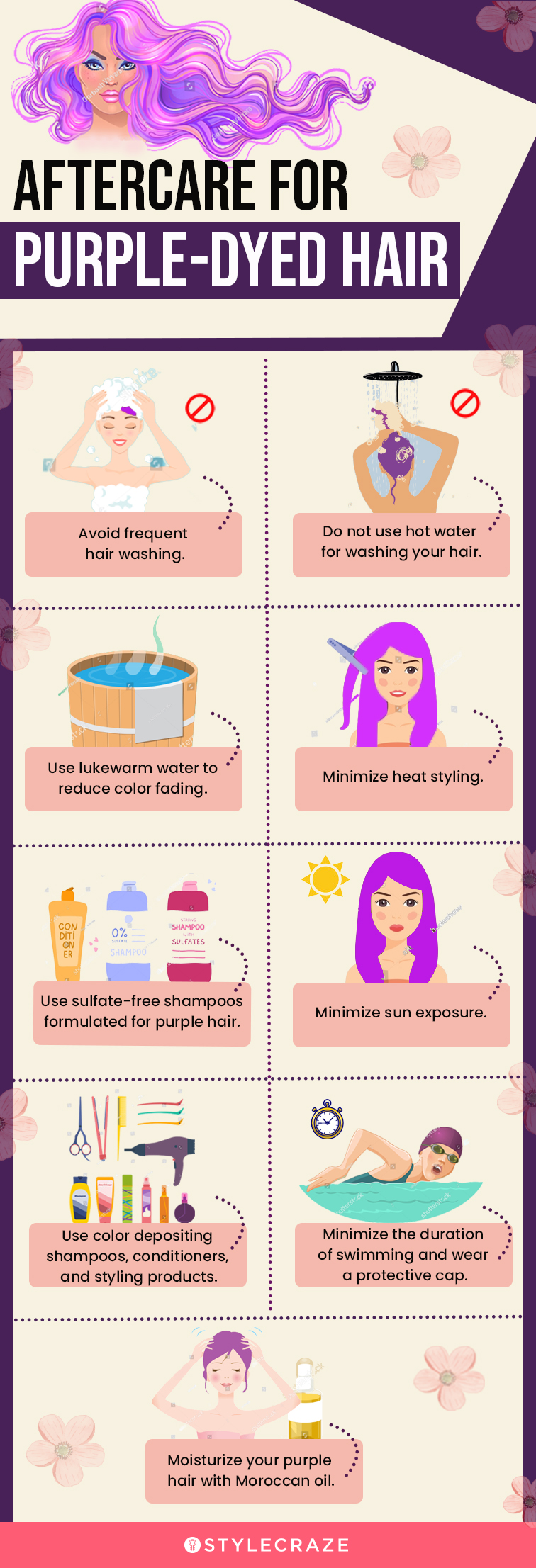aftercare for purple-dyed hair (infographic)
