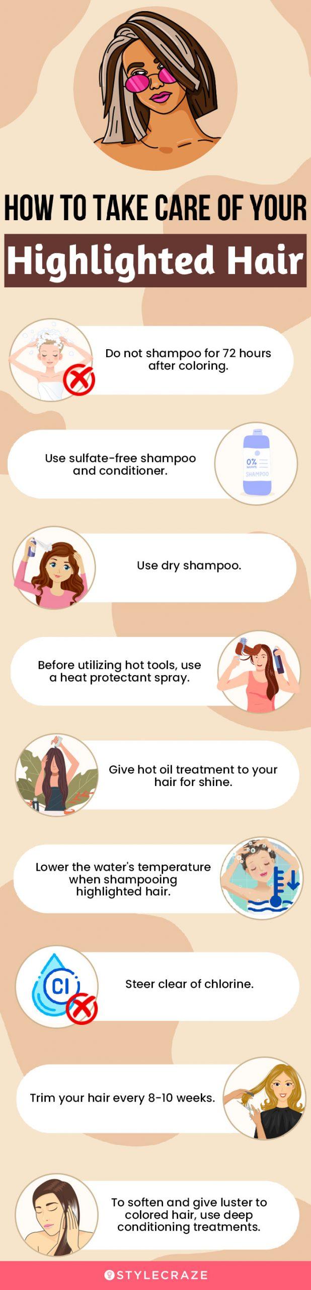 how to take care of your highlited hair (infographic)