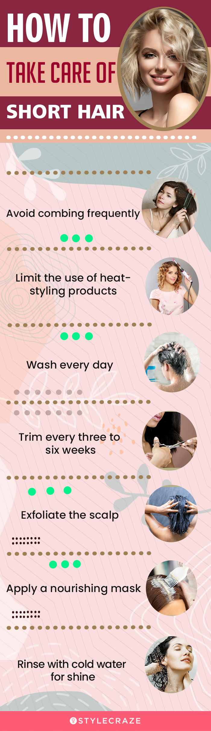how to take care of short hair (infographic)