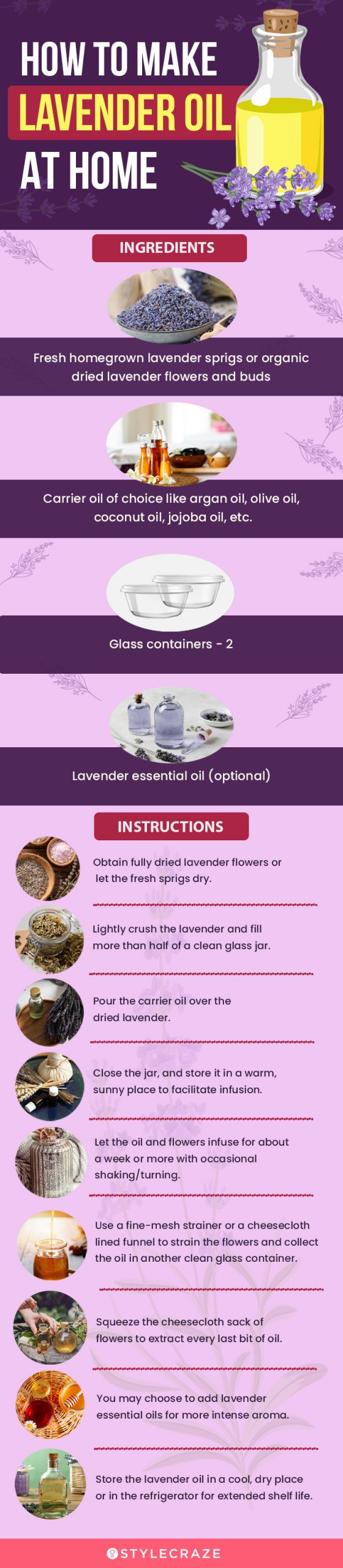 how to make lavender oil at home (infographic)