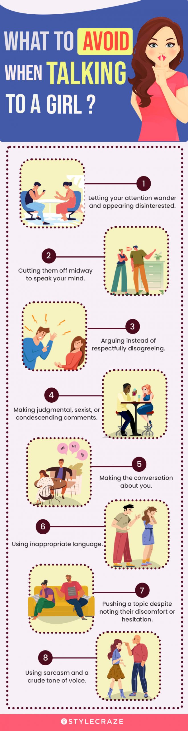 what to avoid when talking to a girl (infographic)