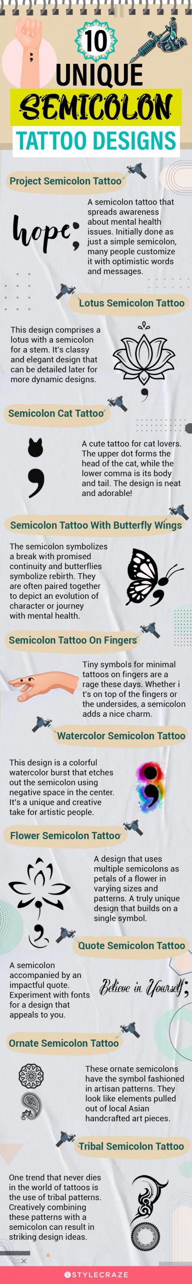 10 unique semicolon tattoo designs [infographic]