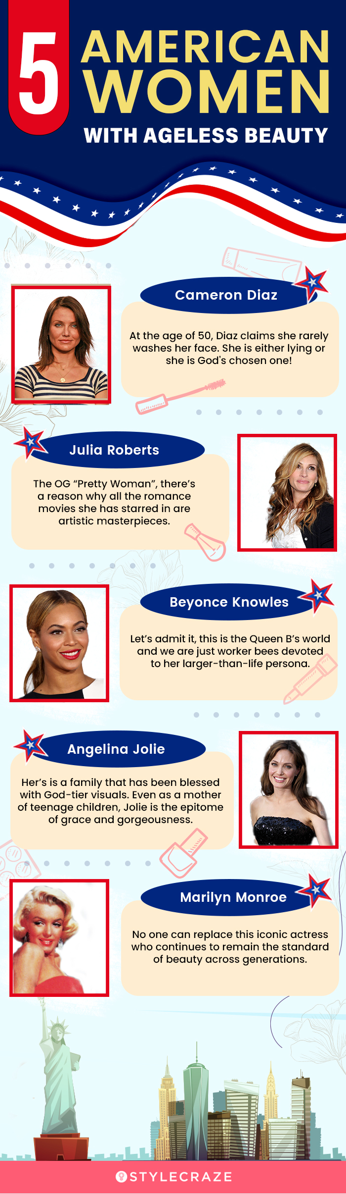 5 american women with ageless beauty (infographic)