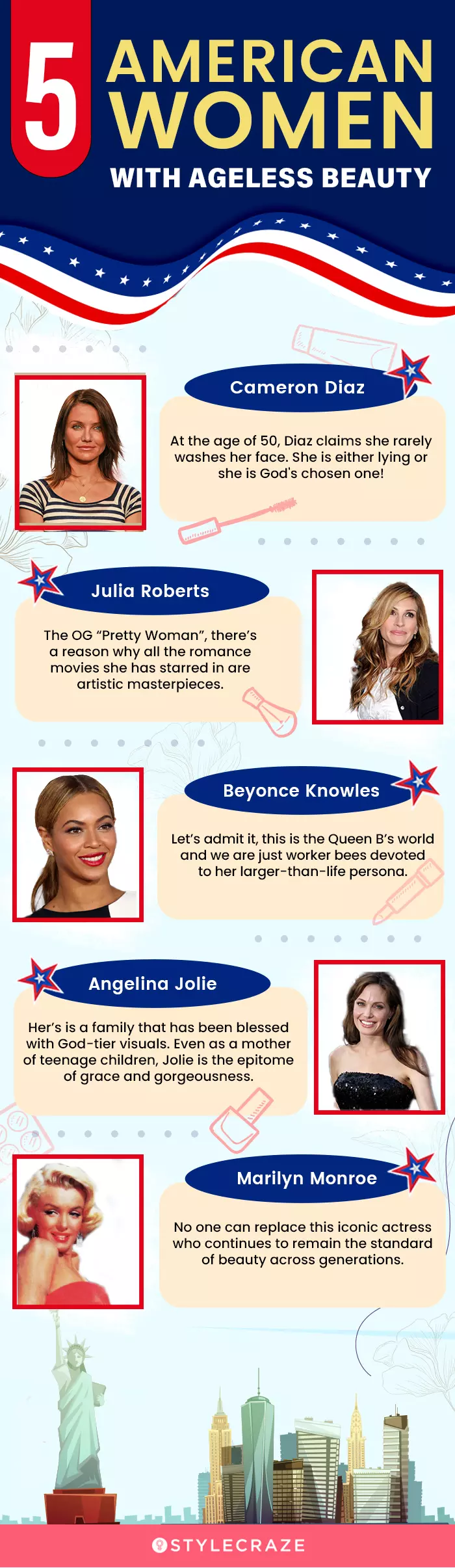 5 american women with ageless beauty (infographic)