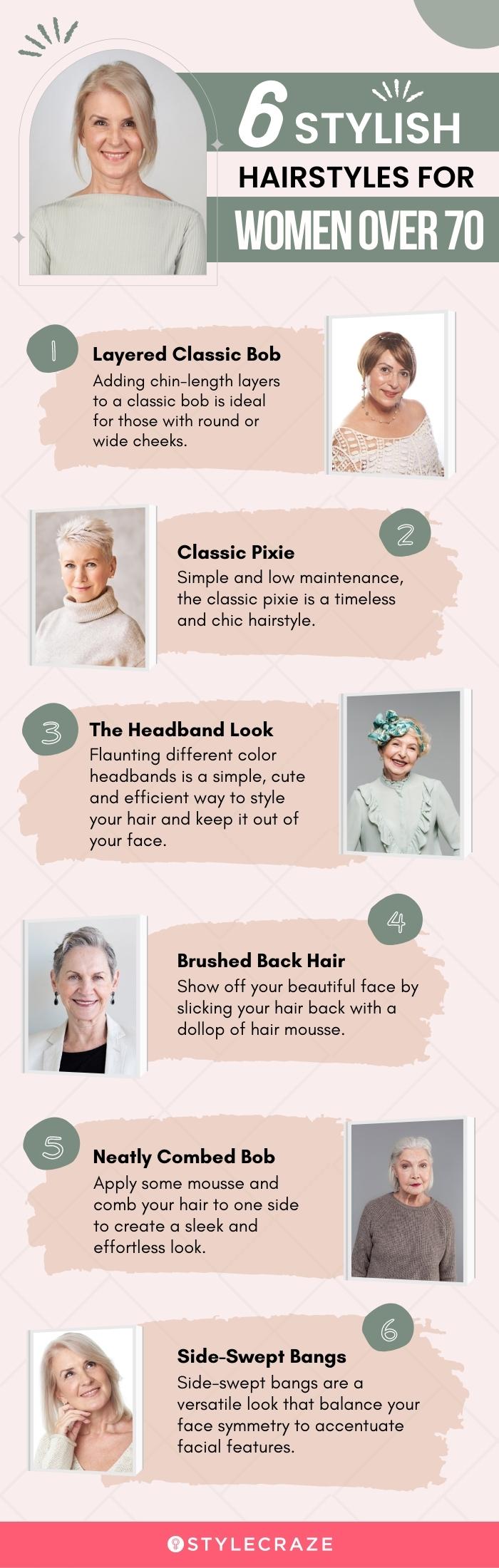 6 stylish hairstyles for women over 70 (infographic)