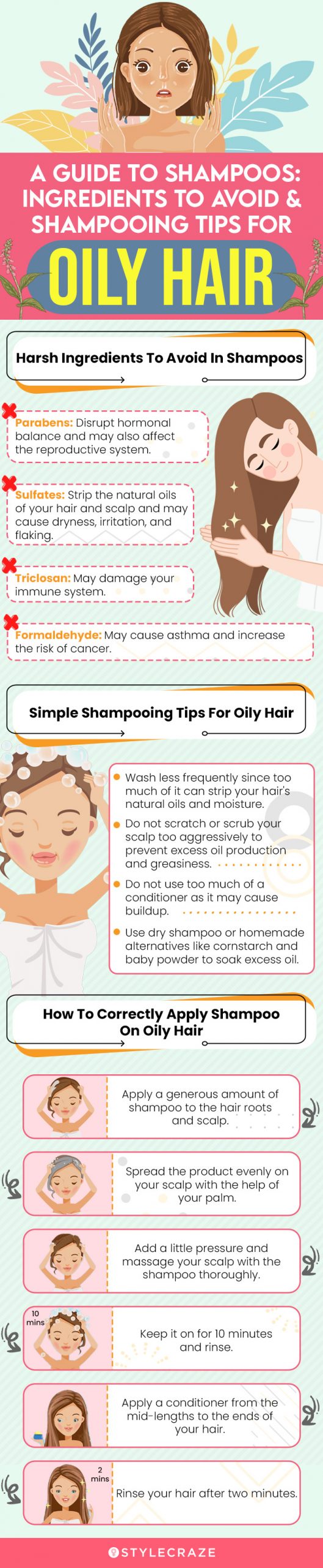 Ingredients To Avoid & Shampooing Tips For Oily Hair (infographic)