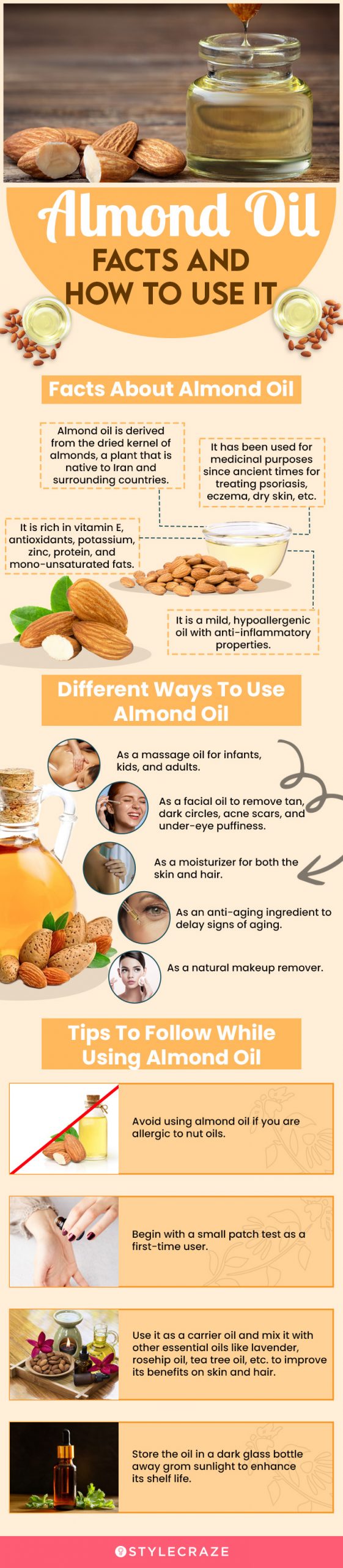 Almond Oil: Facts And How To Use It (infographic)