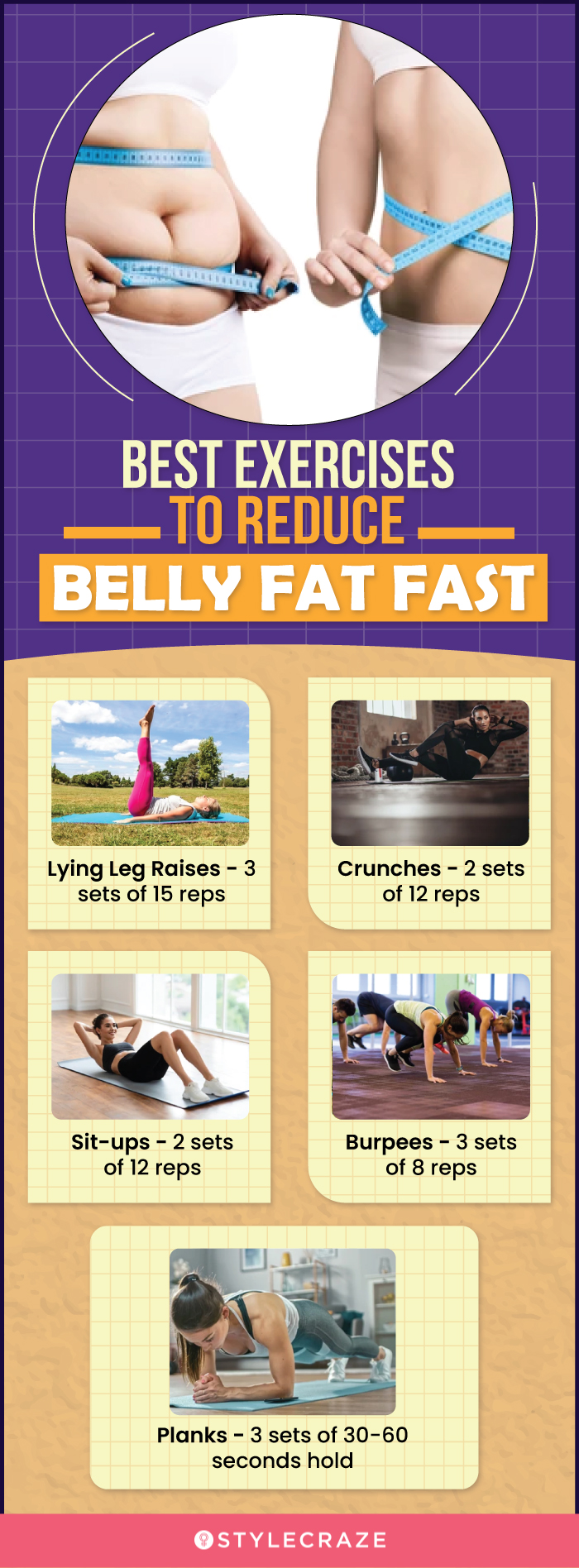 best exercises to reduce belly fat fast (infographic)