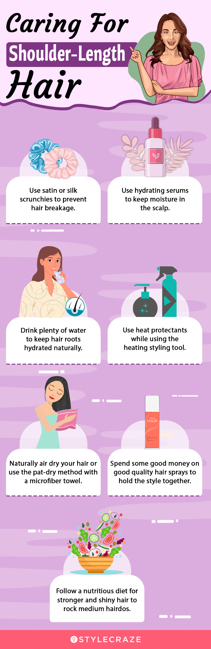 caring for shoulder length hair [infographic]
