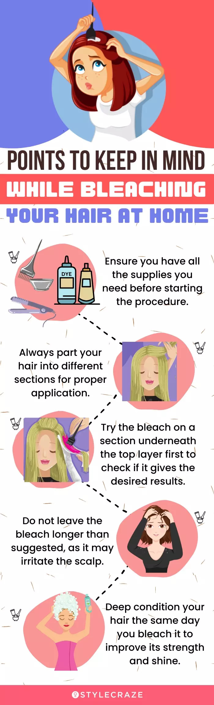 points to keep in mind while bleaching your hair at home (infographic)