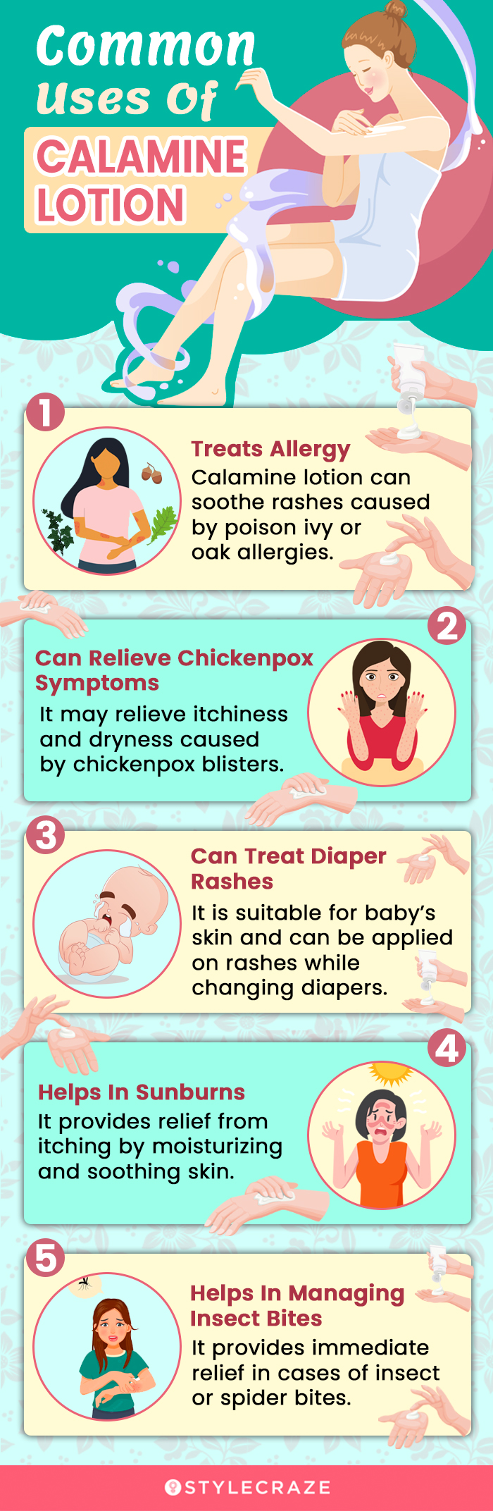 common uses of calamine lotion (infographic)