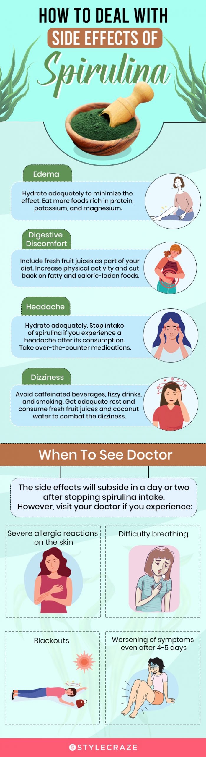 how to deal with side effects of spirulina (infographic)