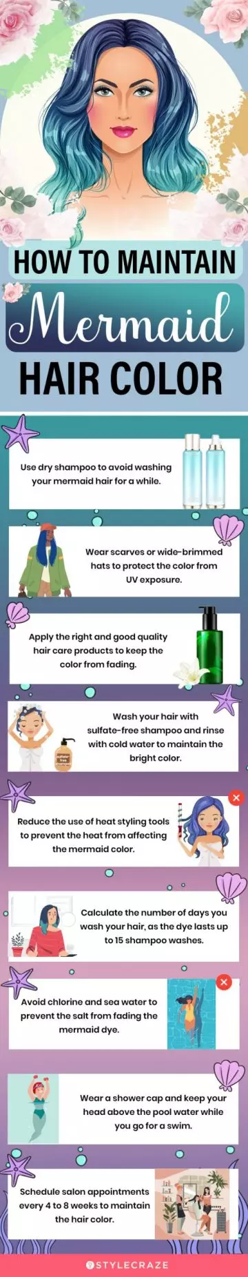 how to maintain mermaid hair color (infographic)