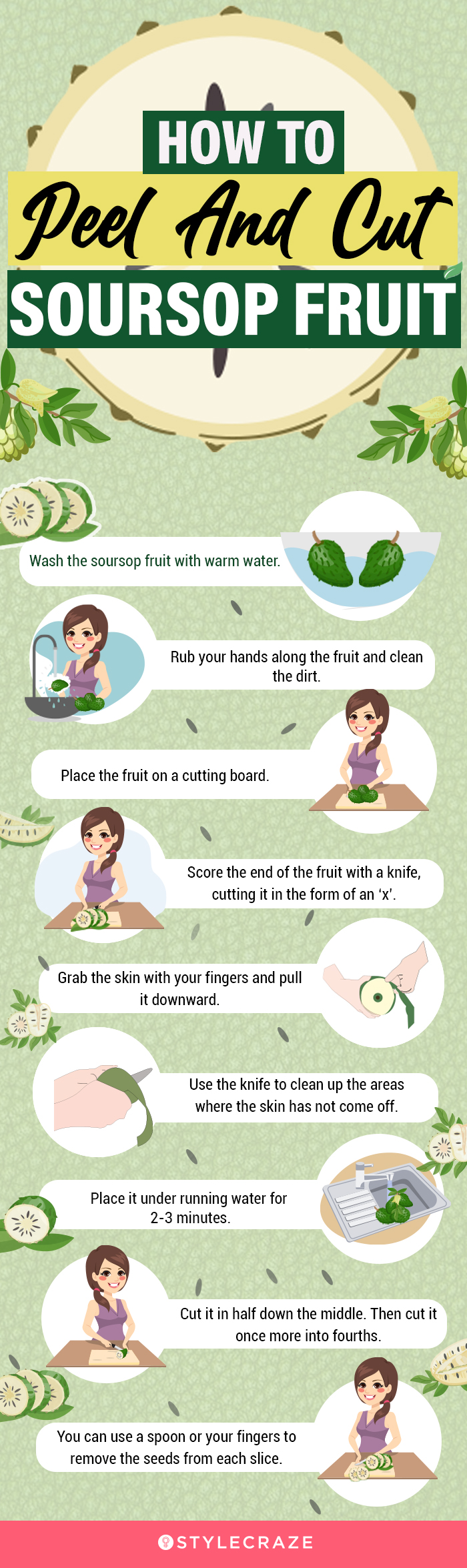 how to peel and cut soursop fruit [infographic]
