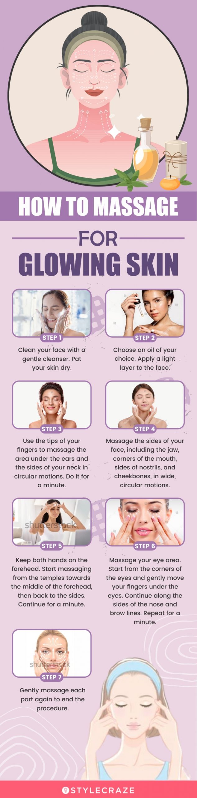 how to massage for glowing skin (infographic)
