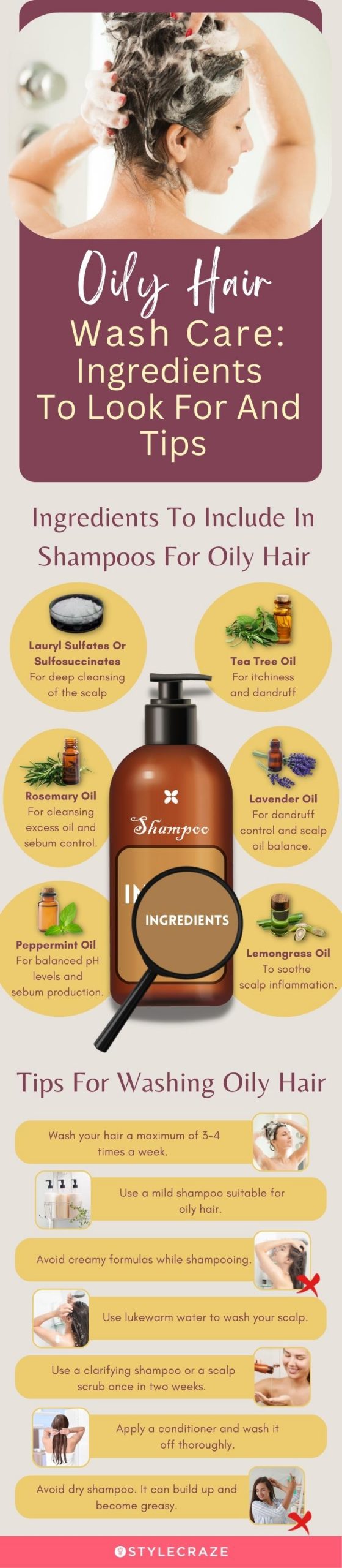 Oily Hair Wash Care: Ingredients To Look For And Tips [infographic]