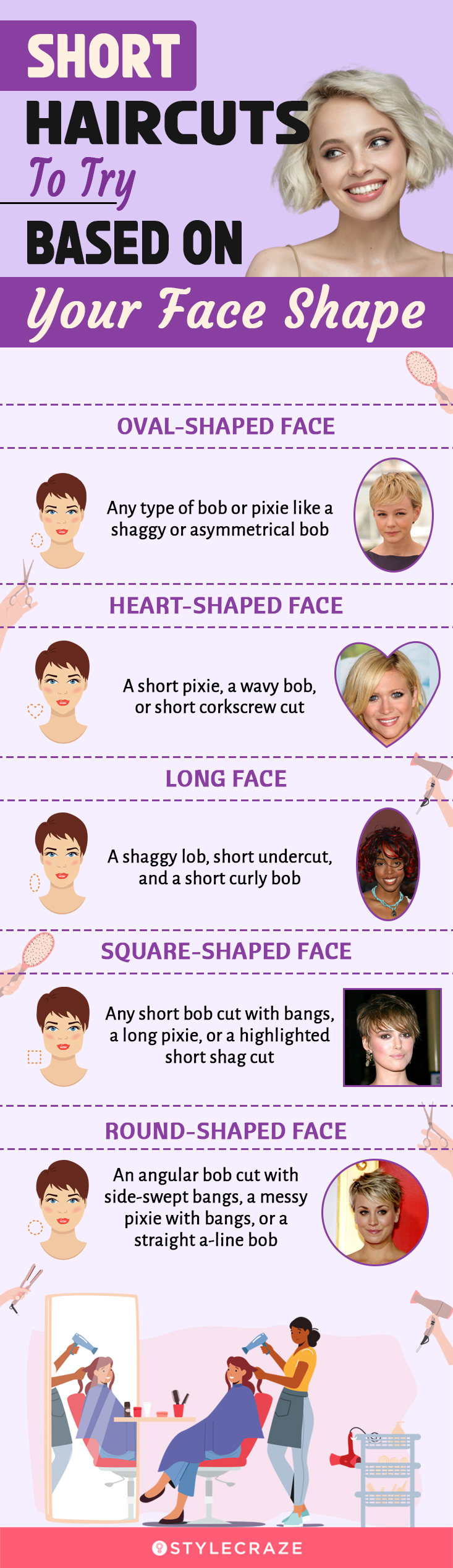 short haircutsto try based on your face shape (infographic)