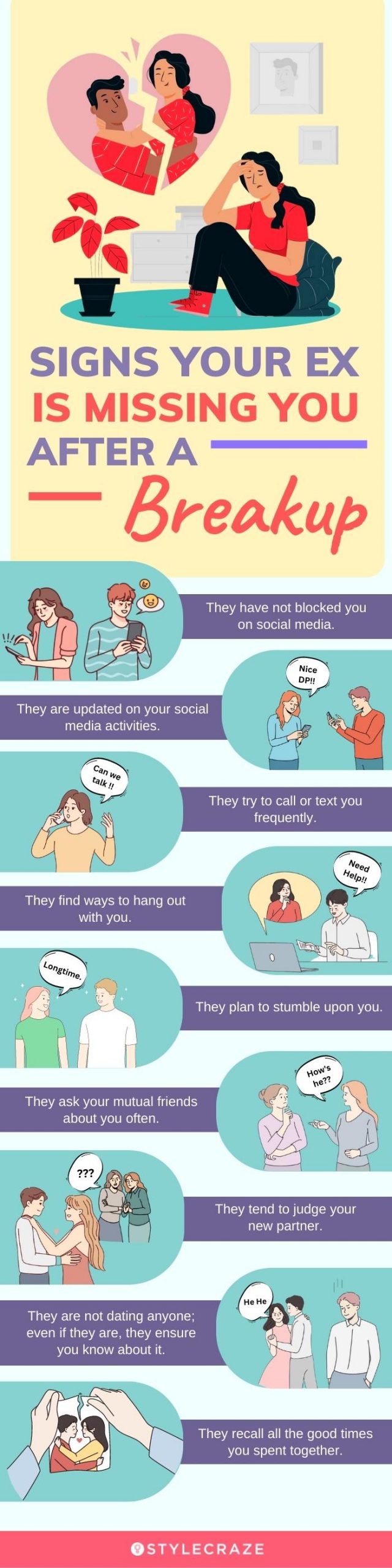 signs your ex is missing you after a breakup (infographic)