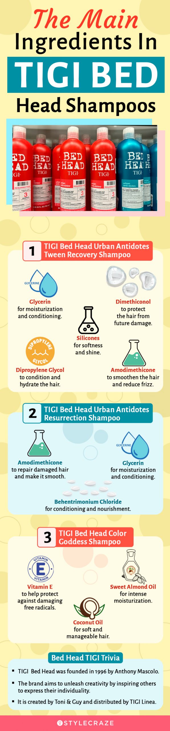 The Main Ingredients In TIGI Bed Head Shampoos (infographic)