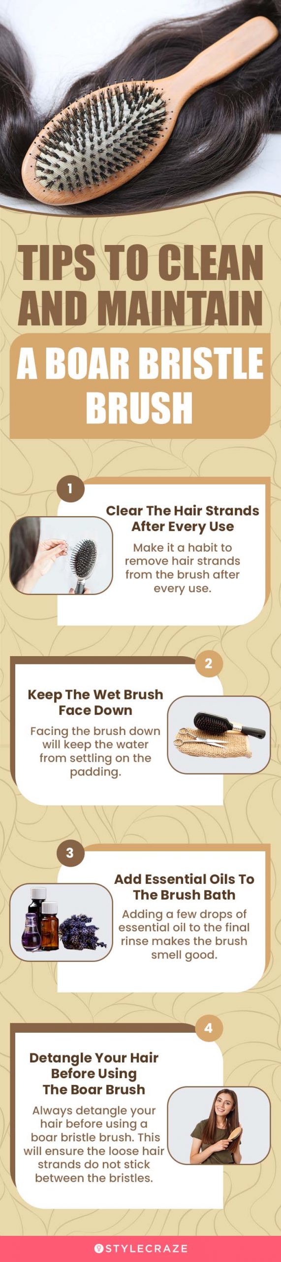 tips to clean and maintain a boar bristle brush (infographic)