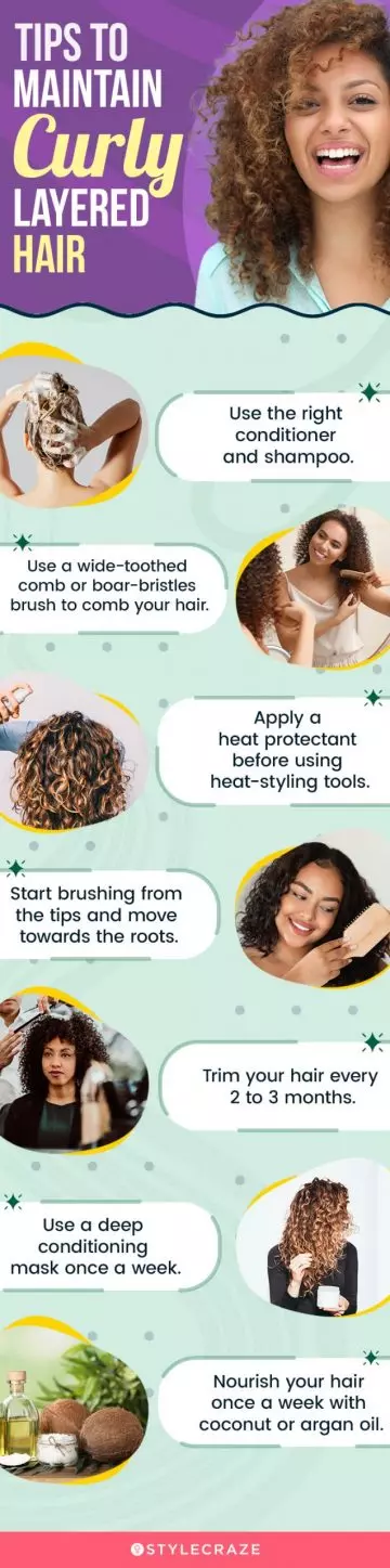 tips to maintain curly layered hair (infographic)