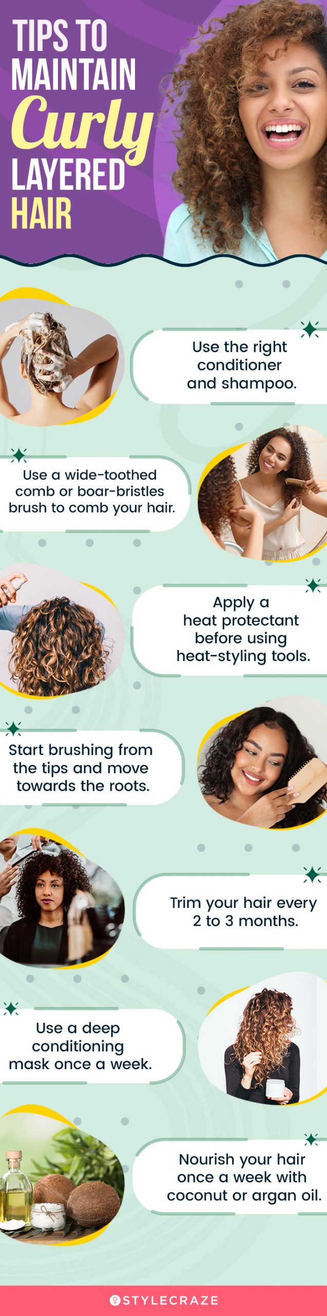 tips to maintain curly layered hair [infographic]