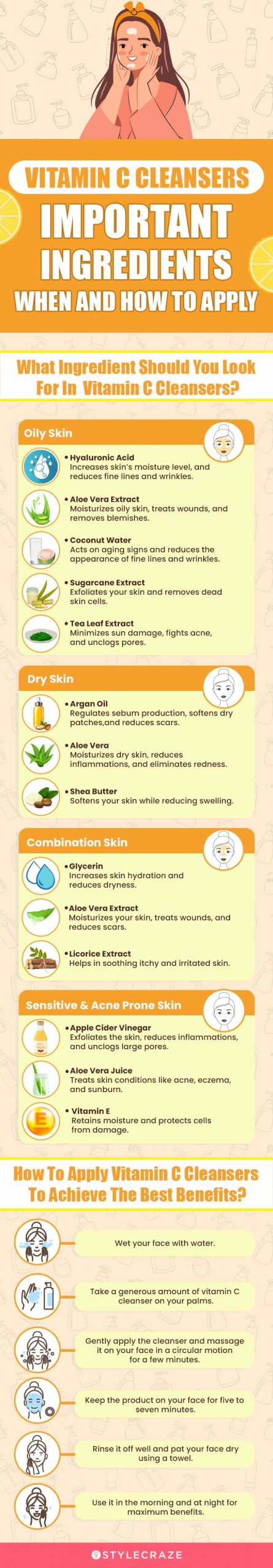 Vitamin C Cleansers: Important Ingredients, When & How To Apply (infographic)