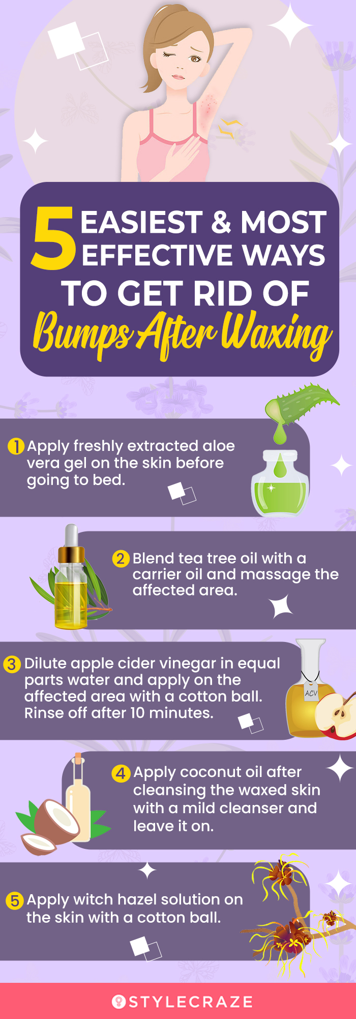 5 easiest & most effective ways to get rid of bumps after waxing (infographic)