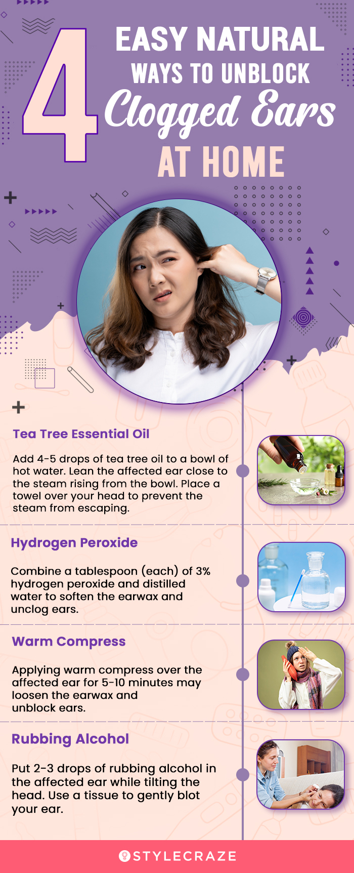 4 easy natural ways to unblock clogged ears at home (infographic)