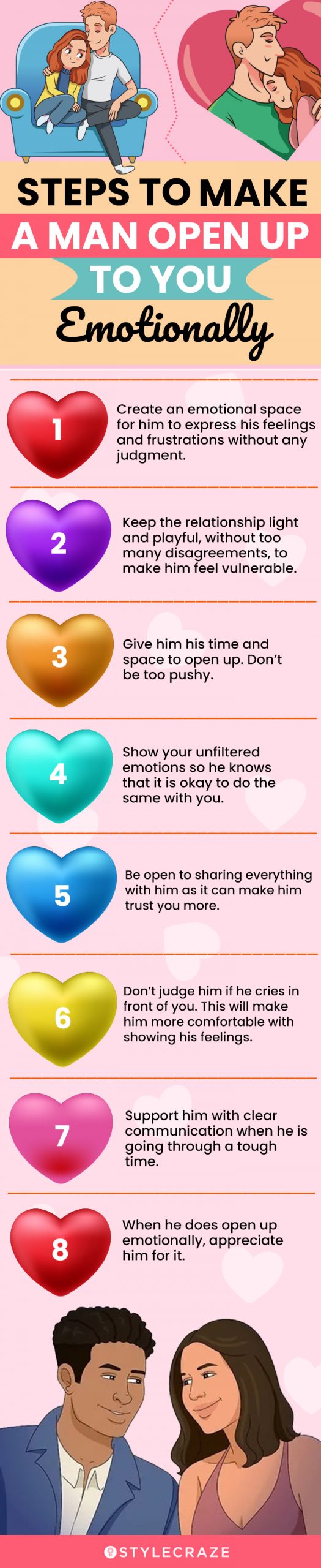 steps to make a man open up to you emotionally (infographic)