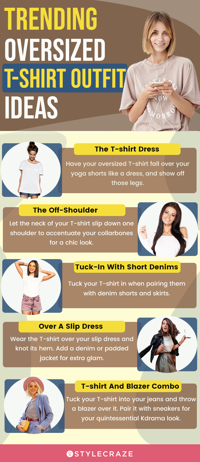 trending oversized t shirt outfit ideas (infographic)