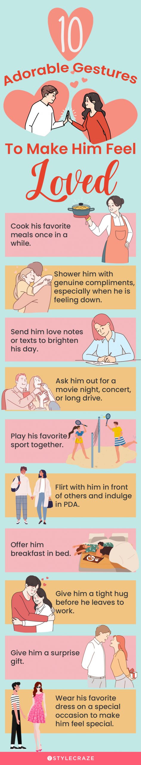 10 adorable gestures to make him feel loved (infographic)