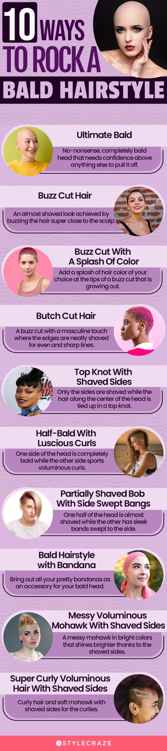 10 ways to rock a bald hairstyle (infographic)