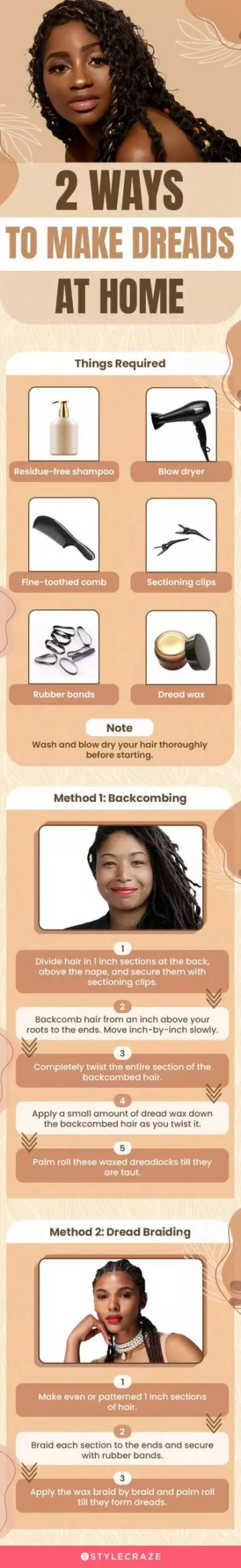 2 ways to make dreads at home (infographic)