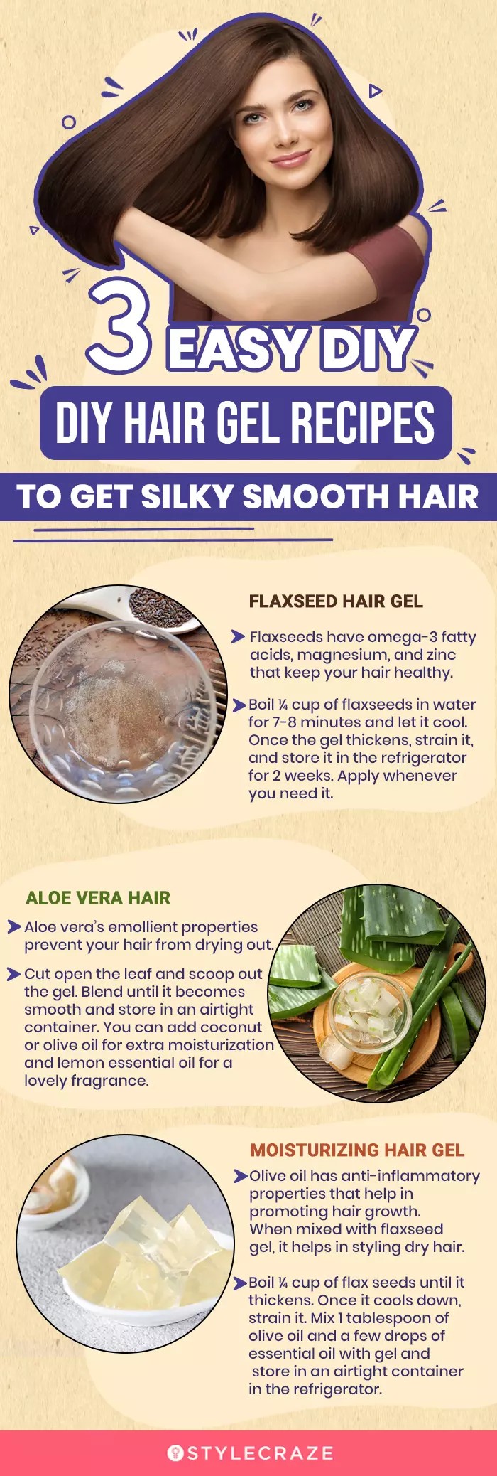 3 easy diy hair gel recipes to get silky smooth hair (infographic)